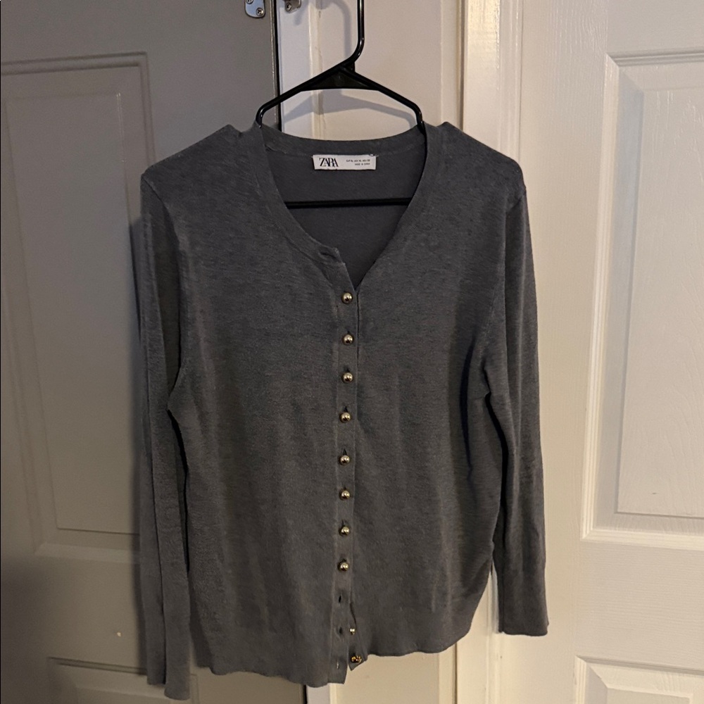 Zara Charcoal Button-Up Women's Cardigan